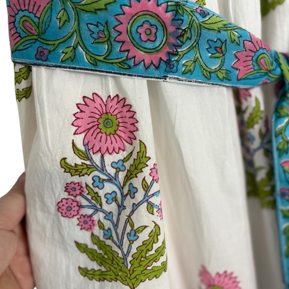 Victoria Dunn White Block Print Ruffle Belted Capri Mini Dress Size XL - Picture 13 of 16